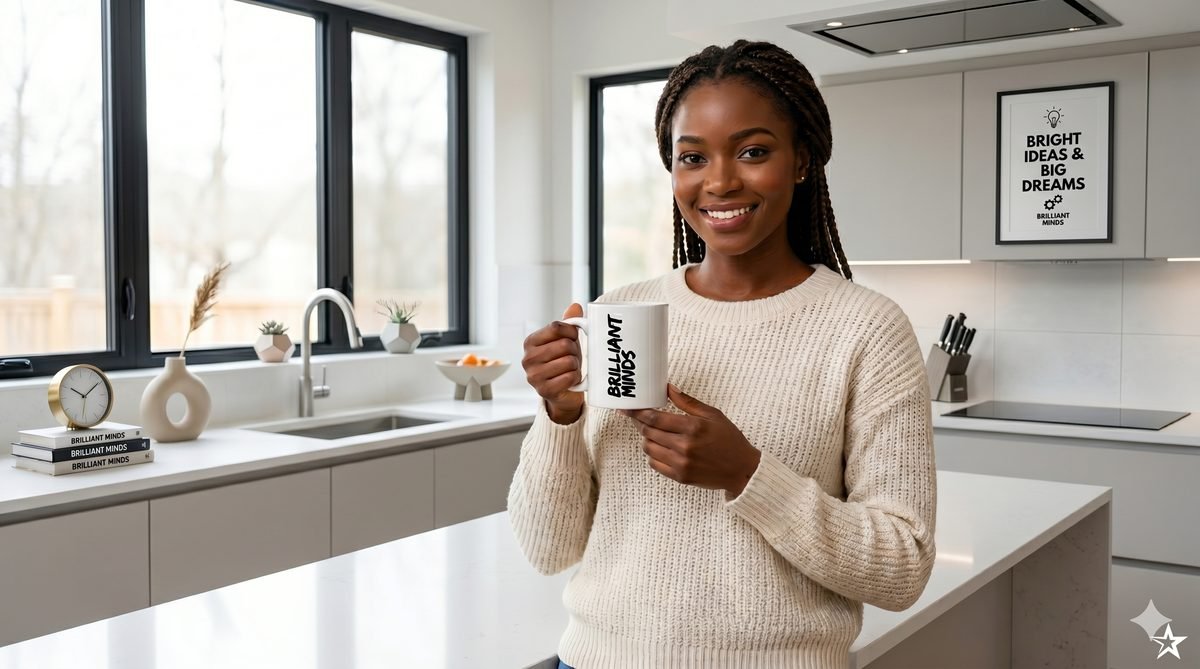 Brilliant Minds mug at home