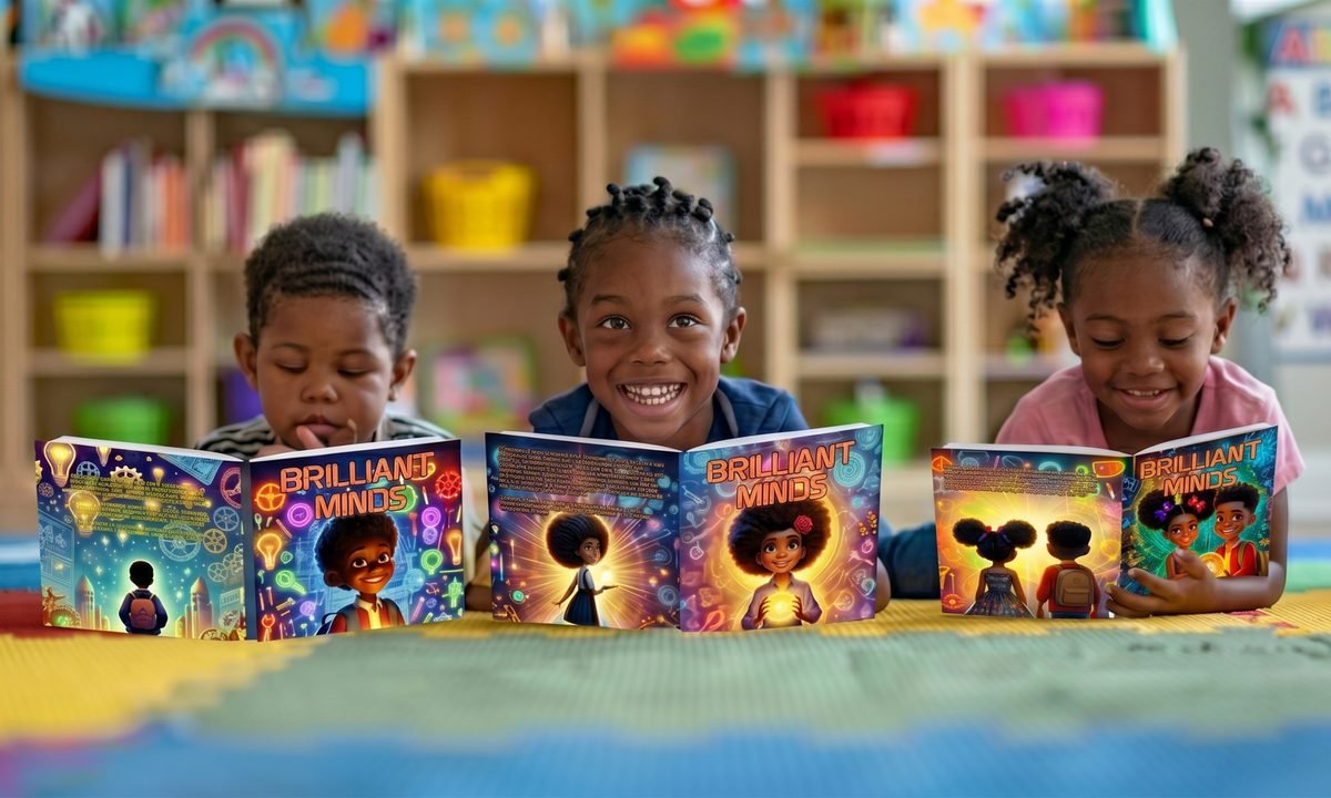 Children reading Brilliant Minds books